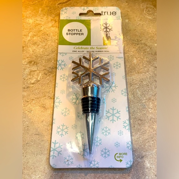 New Vintage 1990's Unused True Fabrications Snowflake Zinc Metal Bottle Stopper - Picture 1 of 4